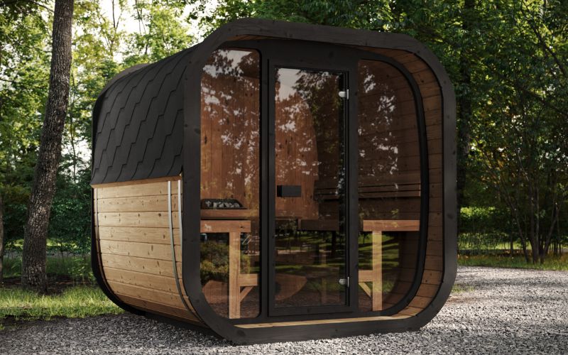 Cube-Sauna mit Glasfront 